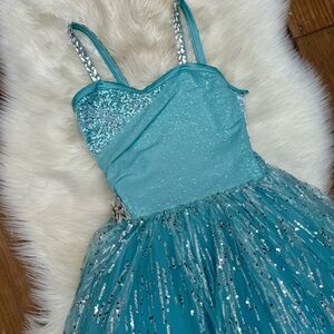 Weissman Ice Blue and Sparkle Embellished Dress